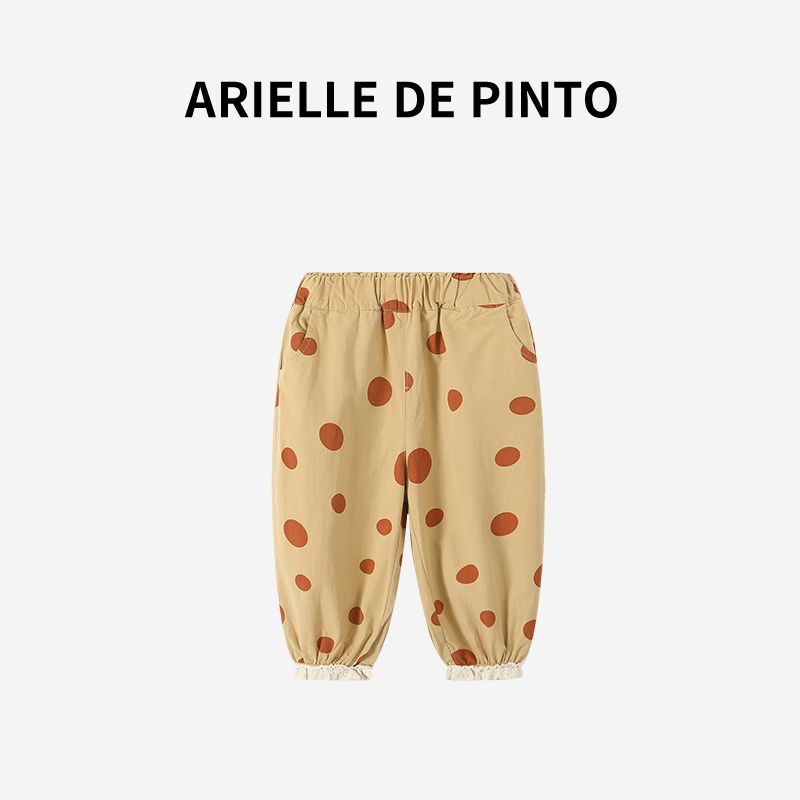 Французские штаны для девочек Arielle De Pinto Осенний стиль Модные детские кружевные штаны в горошек Повседневные Orange 100
