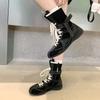 Wersja ze skóry owczej~ Retro buty Dexun Martin Casualowe sportowe krótkie buty Wszechstronne buty bokserskie Okrągły nosek, średniej długości cholewka, kowbojki Damskie