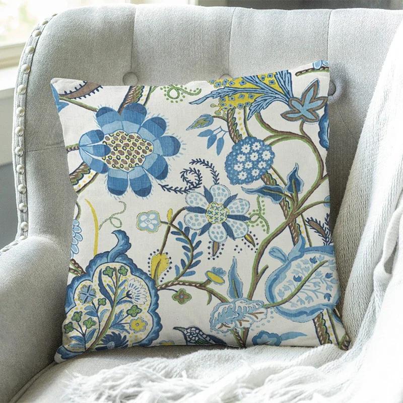 

Pillow case Printed, cushion cover, Home decor, Hampton style flowers sofa bed cushion cover, 45x45cm 16x16Inch