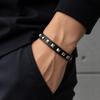 PU Leather Studded Bangle Square Rivets Leather Bracelets New Single Ring Bracelet  Party Jewelry