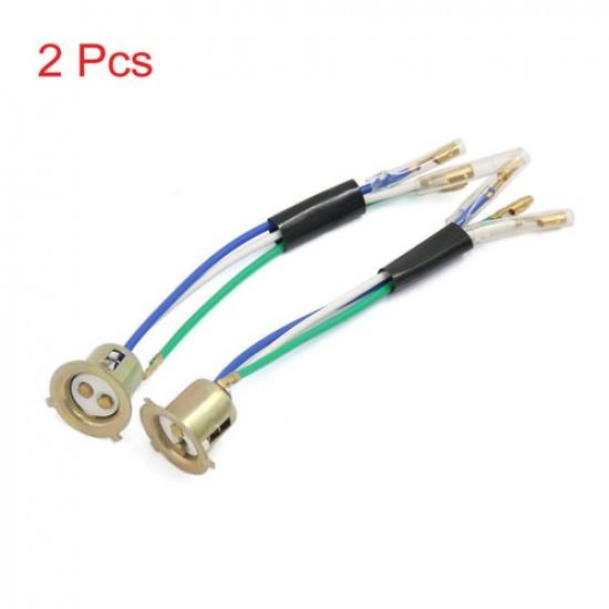2 Pcs 3 Wires Motorcycle Scooter Headlight Head Lamps Socket Holder Adapter