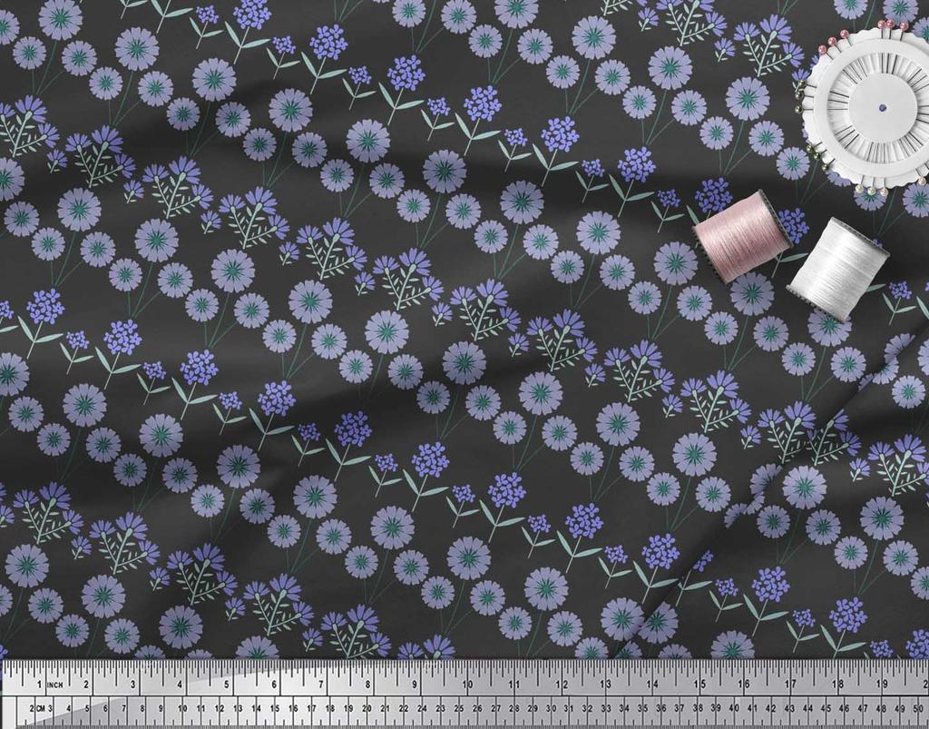 Soimoi Cotton Cambric Fabric Leaves & Floral Artistic Decor Fabric Printed metre 42 Inch