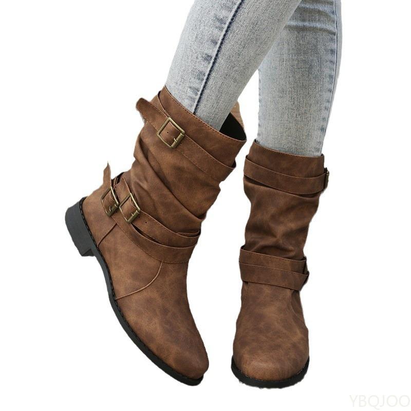 New casual versatile women's boots spring autumn fashionable comfortable pointed thick heeled women's boots