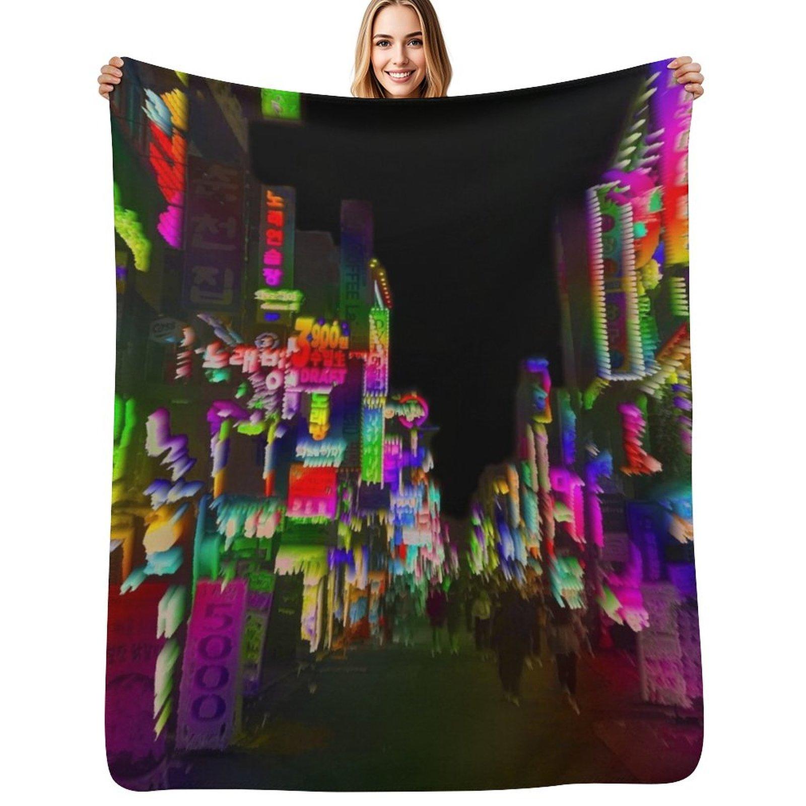 

acid trip night Throw Blanket Soft Comfort Blanket for Reading Watching TV 75x100cm