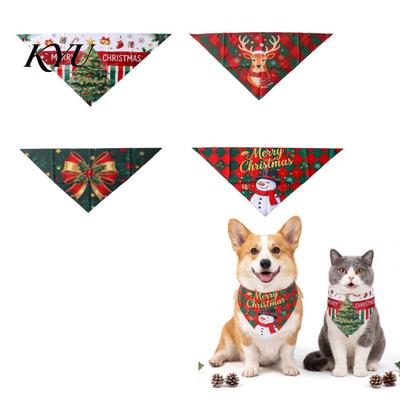 Cute Snowman Dog Accessories Christmas Bandana, Pet Triangular Scarf, Tree Patterns, Festive Apparel for Adjustable Bandana Bib Cats, Small