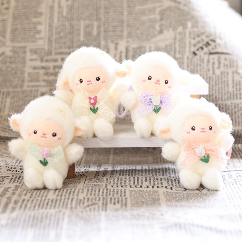 Cute Fluffy Sheep Plush Keychain Eco-friendly Soft Touch Lightweight Bag Pendant Nice Key Decor for Daily Use