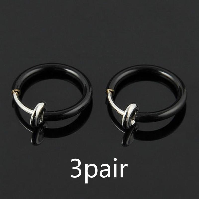 Kjendis 3 par Falsk Nese Lepper Ring Fjærklemme Hoop Øredobb Unisex Piercing Septum