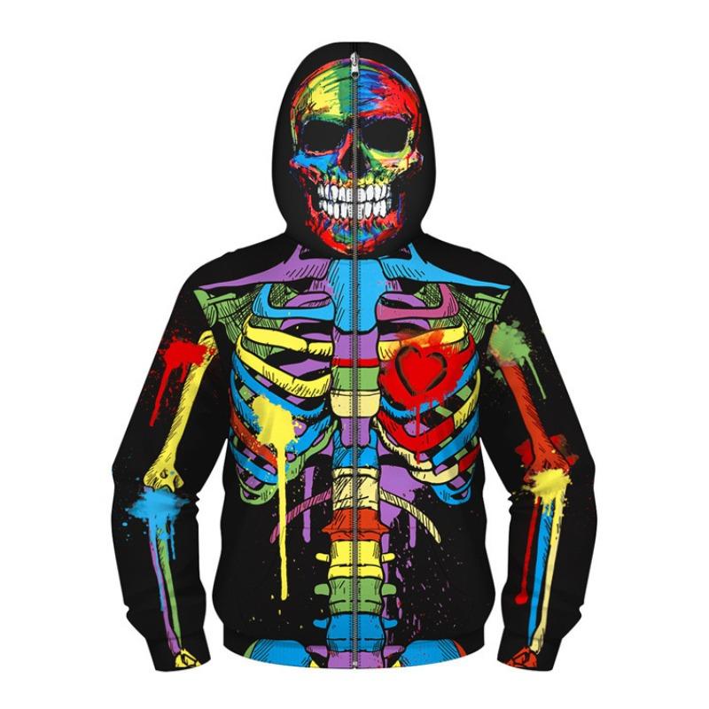Boys Spring Autumn Spider Series 3D Digital Print Kids Roleplay Masked Long Sleeve Hooded Sweatshirt Kids