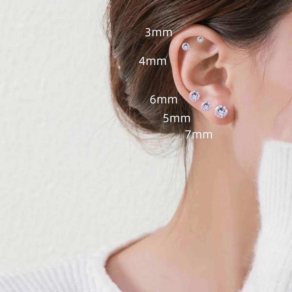 S925 Silver Earrings for Women: Elegant Ear Piercing Studs with Zircon and Diamond Accents, High-End Design