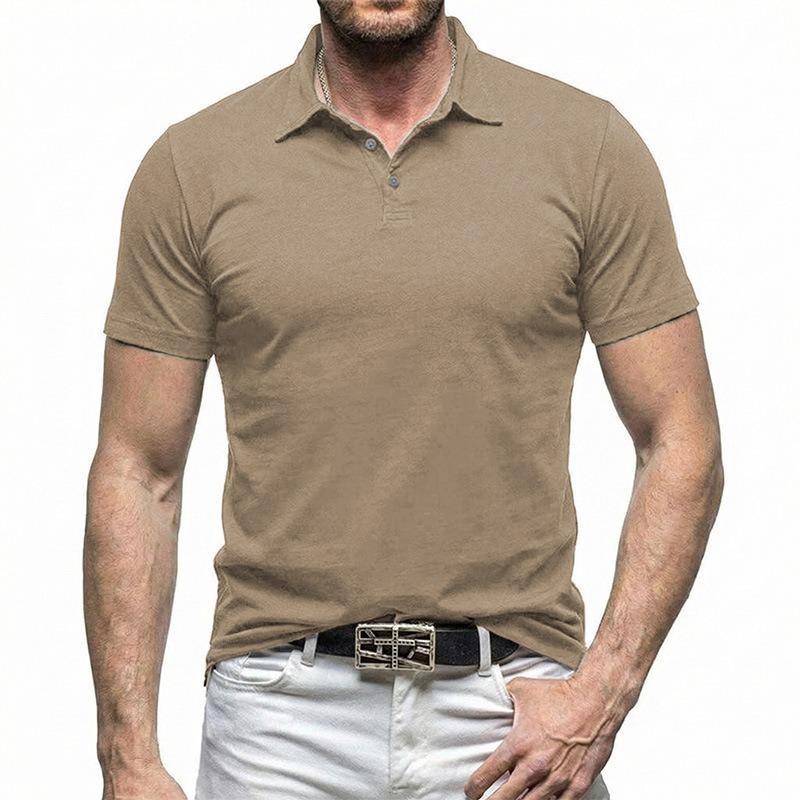 Summer New Style Lapel Daily Casual POLO Shirt Fashionable Men's Solid Color Short-sleeved T-shirt