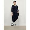 Juzhi AnnaCo Elegant Retro Velvet Burnout Puff Sleeve Dress