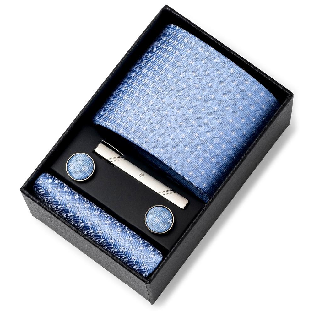 Men'S Tie Net Color Striped Jacquard Yarn Business Professional Tie Set Men'S Gift Box