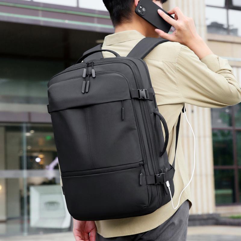 New large-capacity backpack business commuter outdoor travel bag solid color high-end multi-layer backpack computer bag