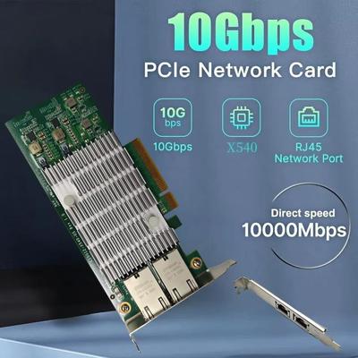 Inte X540-T2 10G Čipová sada PCIe x8 Duální Měděný RJ45 10Gbps Port Ethernetová Síťová Karta Kompatibilní PCIE-x8 PCIE-X16