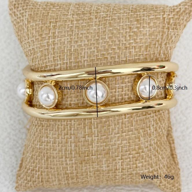 

Hot Sale Alloy Pearl Open Stretch Bracelet Vacation Wind Bracelet