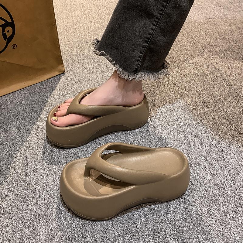 Dámské žabky 7cm Silné podrážky Korejský styl Pohodlné Protiskluzové Venkovní Pantofle Populární EVA měkká podrážka Platformové Sandály