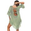 Hand-Knitted Bamboo Cotton Patchwork Crochet Beach Dress with Large Open Back