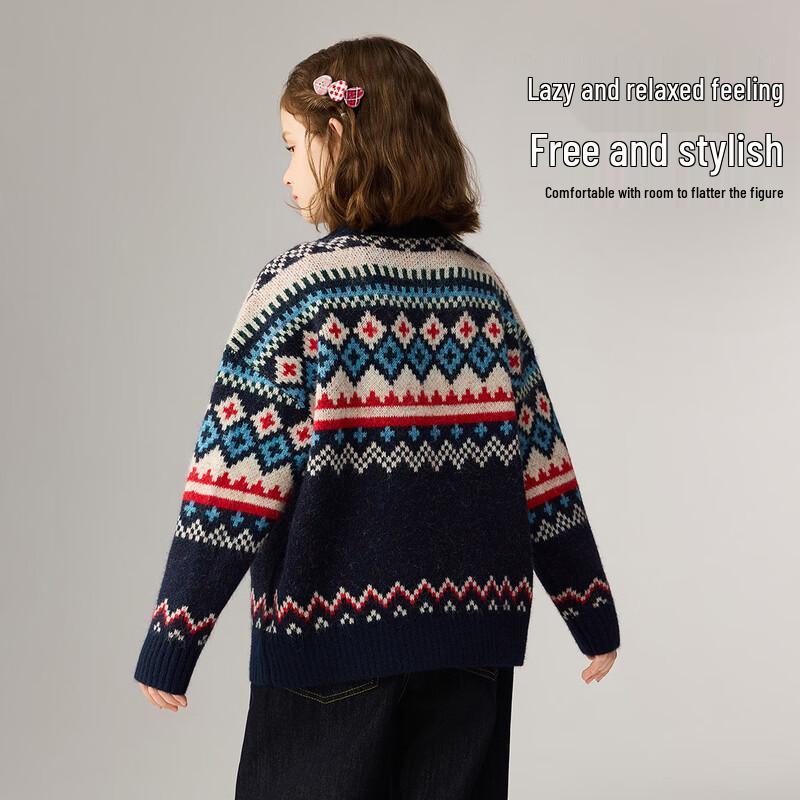 ASK JUNIOR Fair Isle Girls' Jacquard Sweater
