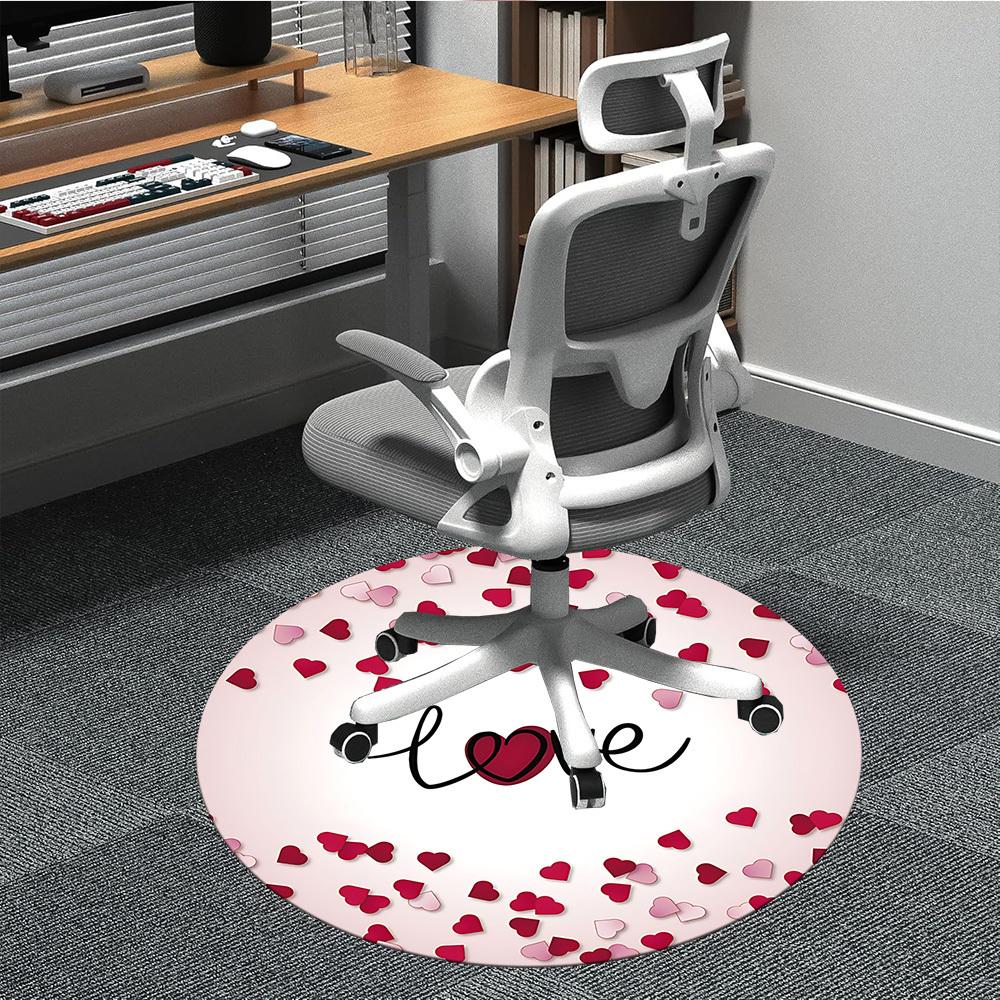 1pc Love Hearts Carpet for Office Non Slip, Round Carpet, Soft & Comfortable, Carpet for Office, Lightweight Round Floor Mat