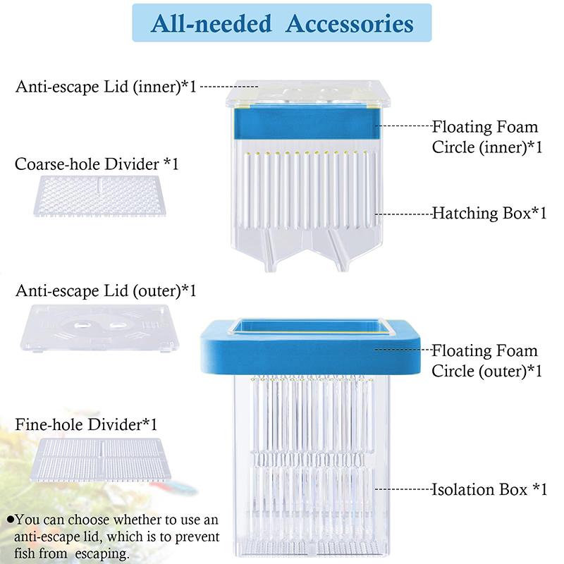 Floating Breeding Box For Aquarium, Fish Tank Breeder Box With Hatching Box And Isolation Box