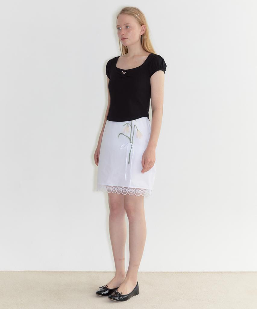SINOON Round Shirring T-Shirt (Black)