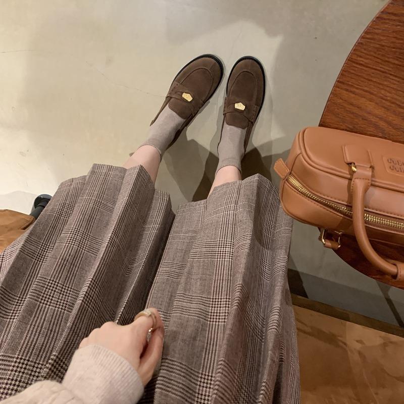 Sheepskin version~ retro small gold coin matte women's genuine leather flat-soled small leather shoes