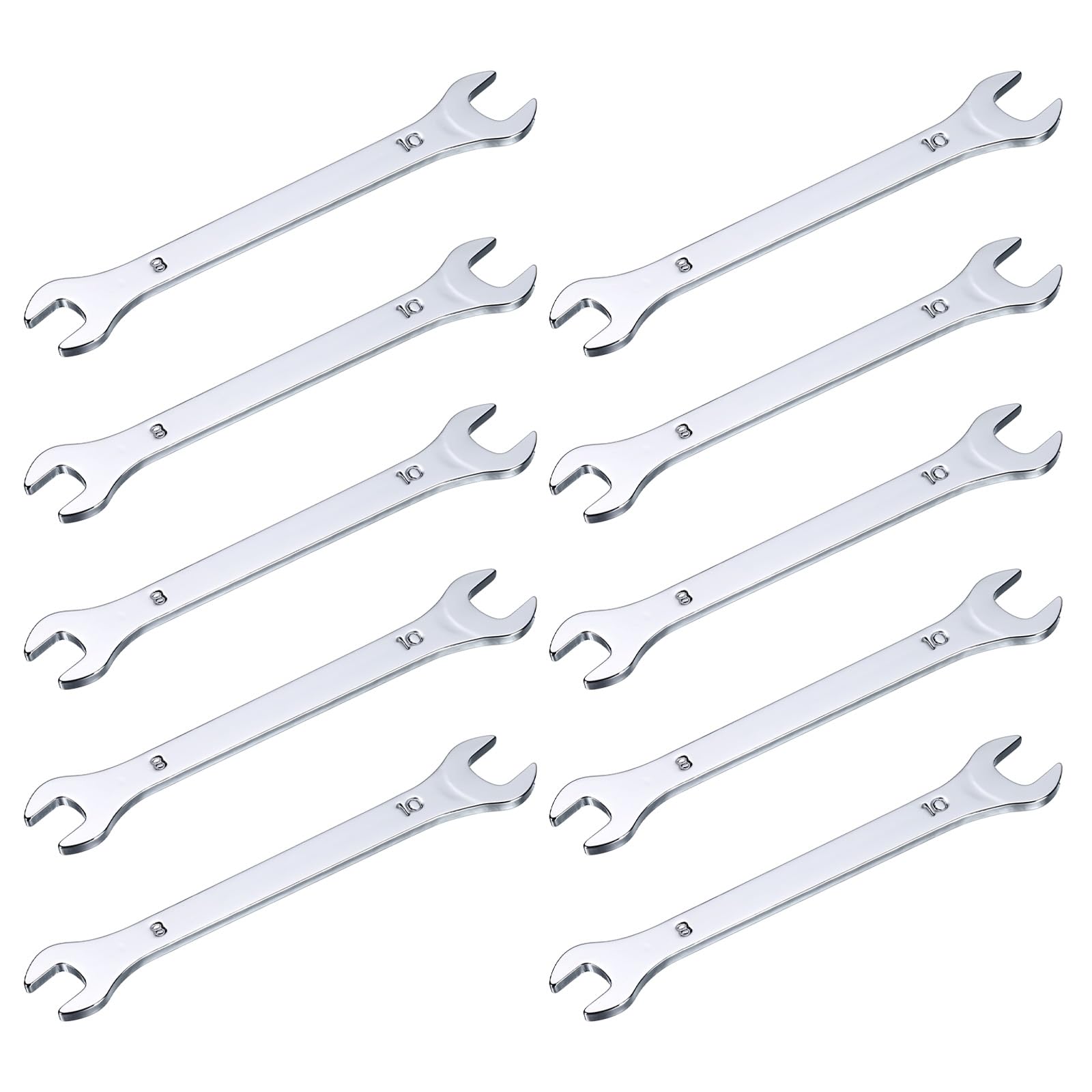 

uxcell Thin Open End 8mm x Metric Double Open End Chrome Mirror High Carbon Thin Wrenches for Home Machine 10 Pieces Wrenches, 10mm, Wrenches, Plated,