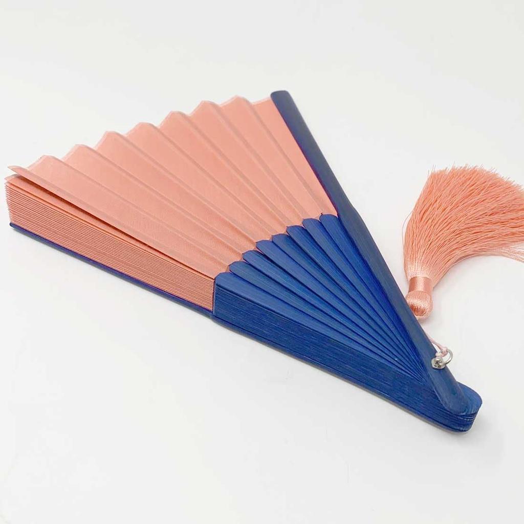 Nishikawa Shouroku Shoten Folding Summer with Fan Pink and Day Pop Summer Folding Fan Fan, Style, Case, Two-Color Bicolor, Women's, byCOLOR, Navy,