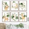 Custom Baby Name Fox Giraffe Lion Elephant Nursery Wall Art Print Canvas Painting Nordic Poster Wall Pictures Kids Room Decor
