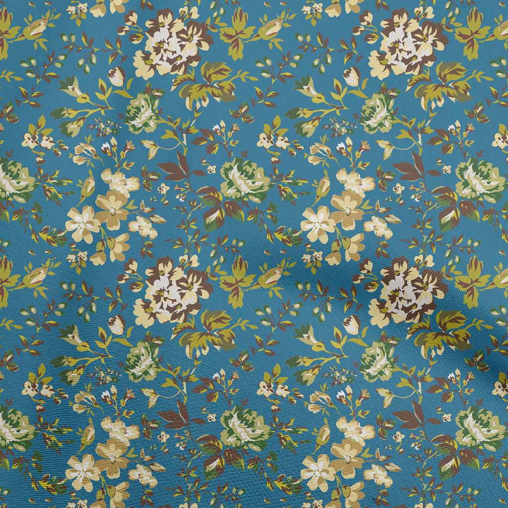 oneOone Georgette Viscose Aquamarine Fabric Florals Sewing Craft Projects Fabric Prints By Yard 42 Inch