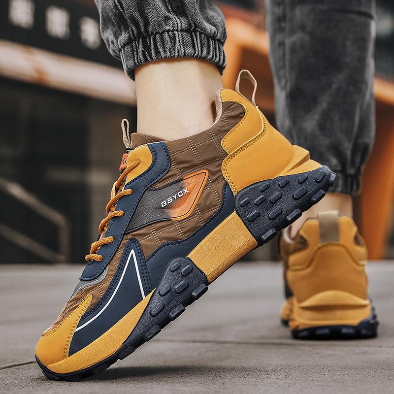 Fashion Men's Shoes Thick-soled Mid-top Shoes 2024 Autumn and Winter New Trend Shoes Soft-soled Sports Casual Shoes Man