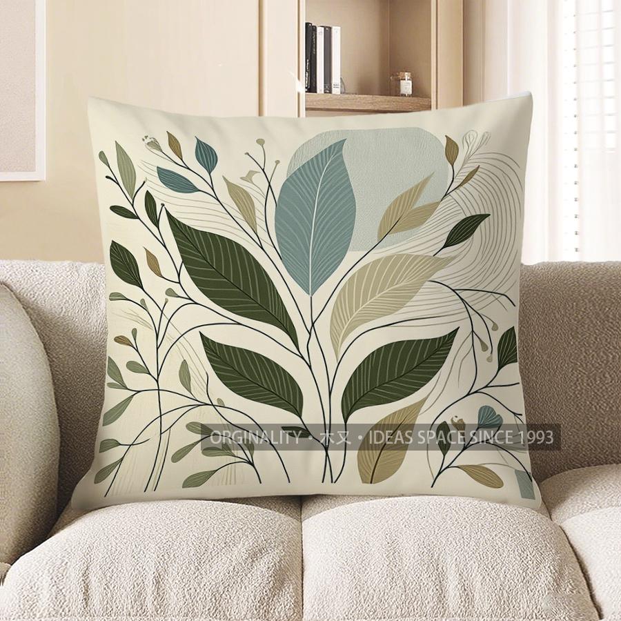 Home Decor Modern Leafy Pattern Decorative Pillow Cover Pattern Cushion Cover Suitable For Sofa Bedroom Car Pillow Cover