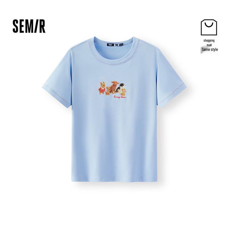 Semir Women s Puppy Print Short Sleeve T-Shirt L синий
