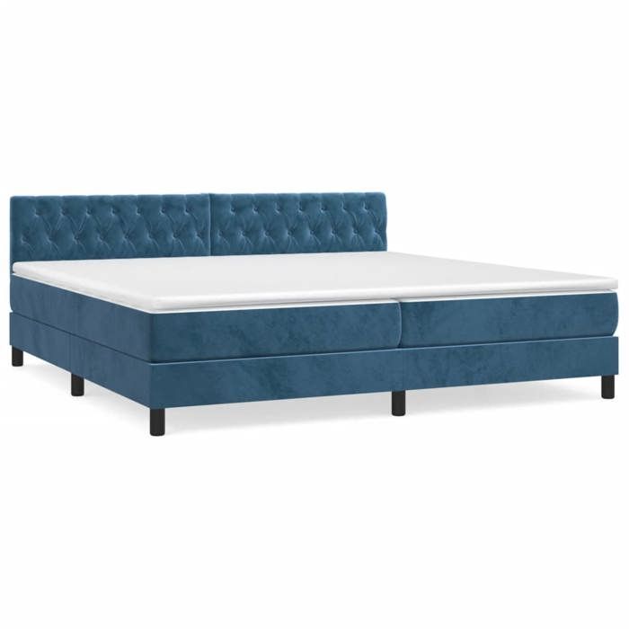 VidaXL Lit à sommier tapissier et matelas Bleu foncé 200x200cm Velours - Modèle 3141507