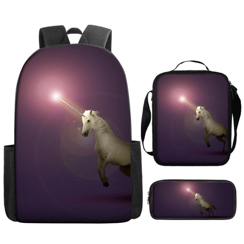 Backpack Unicorn Unicorn Animal Student School Bag, Digital Color Printing Animation Cartoon Backpack