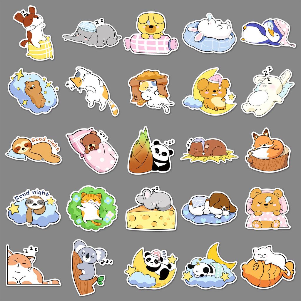 50 Gute Nacht Welt Graffiti Aufkleber Cartoon Niedlich Handgezeichnet Nicht-Verletzend Tier Dekorativ Handyhülle Aufkleber