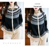Women's Thickened Fair Isle Pure Wool Cardigan – Loose Knit Sweater Coat for Autumn & Winter