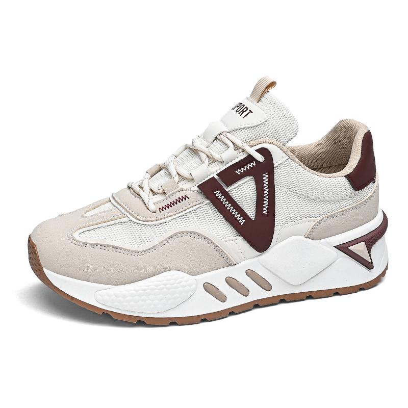 New Lace-up Student Sports Shoes Breathable Mesh Surface Thick Sole Non-slip Men's Shoes Youth Soft Sole Running Shoes