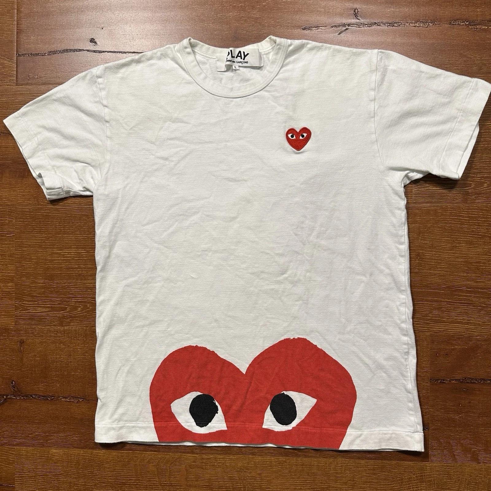 

Commes Des Garcons Play T Shirt Men M White Double Heart CDG Designer Streetwear XL