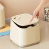 Small Wastebasket With Push Button Opening Modern Cream White Trash Bin Garbage Can For Home Office Desk Shelf Use