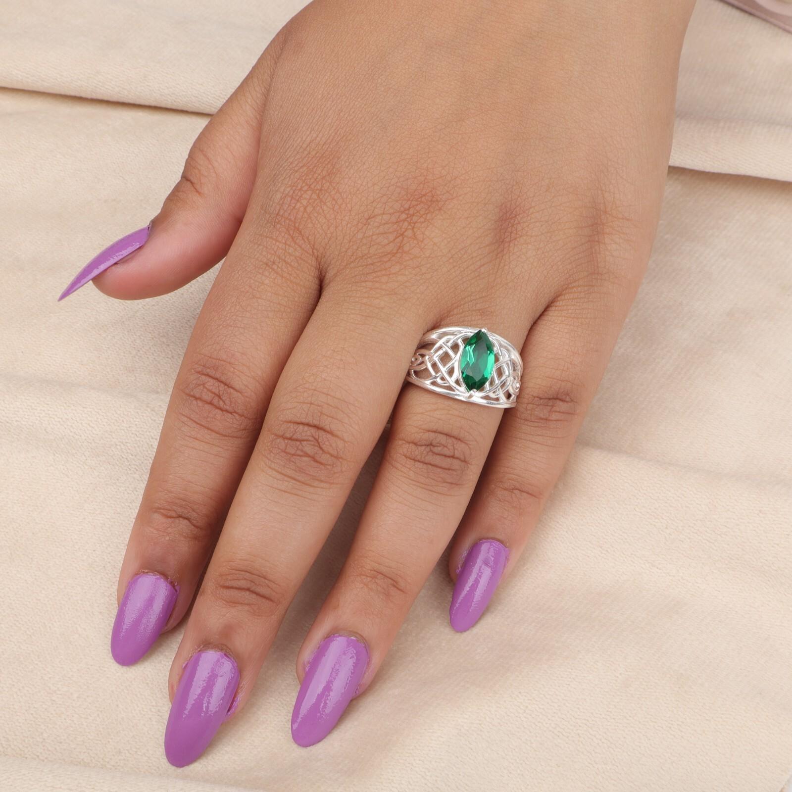 

Хромовый диопсид Драгоценный камень 925 Стерлинговое серебро Ювелирное кольцо для подарка подружке невесты CZR-3-7 9