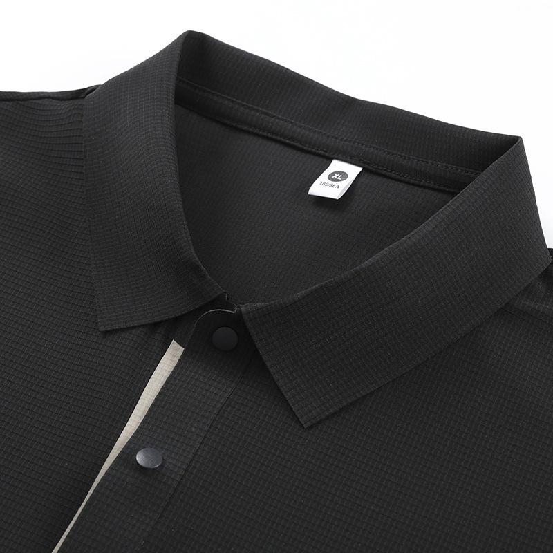 Short-sleeved Sports POLO Shirt Men's Ice Silk Lapel T-shirt Casual Business Zipper Lapel T-shirt