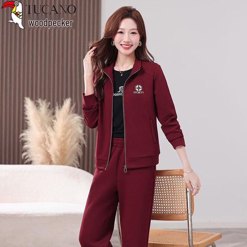 Женский весенне-осенний повседневный костюм-двойка 2XL