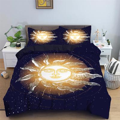 Parure de lit avec housse de couette Soleil et Lune, constellation astrologique galactique, housse de couette en polyester bohème, taille Queen pour enfant et adulte
