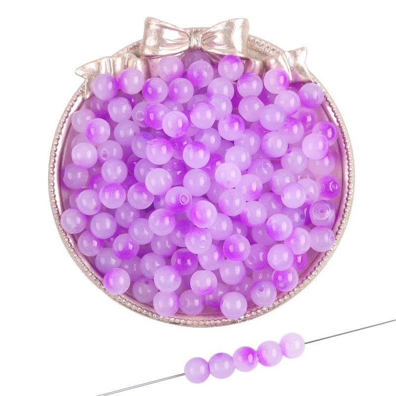 8mm Summer Dream Jelly Duplex Glass Round Beads Loose Beads DIY Handmade Bracelet Glaze Beading String Material Beads for Jewelry Making