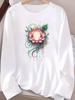 (Asian Size) flower trend cute Fashion Print T Shirt autumn winter spring Casual Tee Women Clothing Top o-neck Graphic Long Sleeve T-shirts