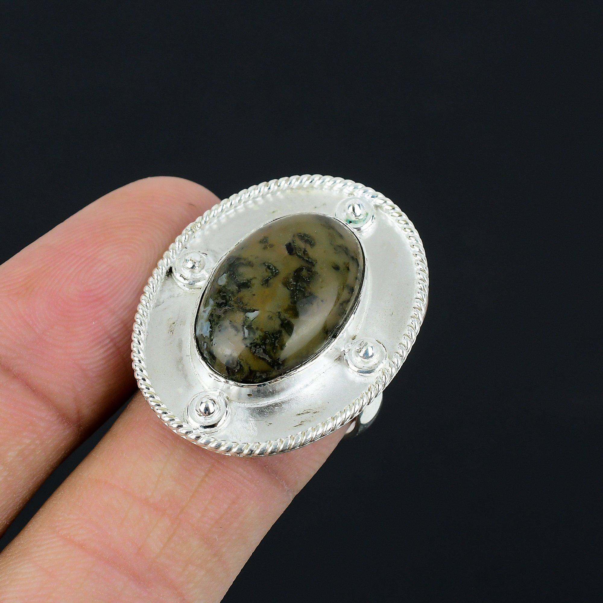 Polychrome Jasper Gemstone 925 Silver Engagement New Statement Ring Jewelry US 8 8