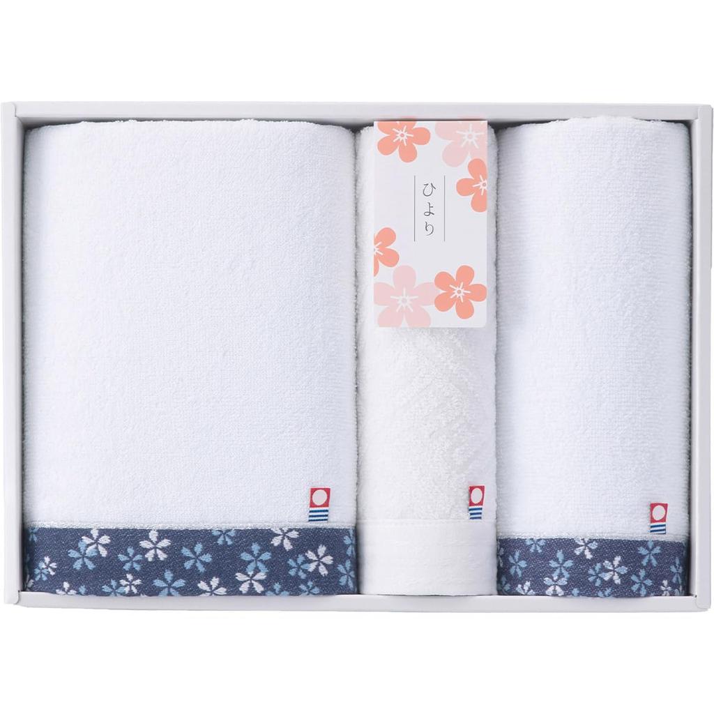 Imabari Towel Gift Set Bath Towel Face Towel Wash Towel Boxed Present Boxed Made In Japan Gift 1 Bath 1 Face 1 Wash (Hiyori Hanaakari, Towel, Towel,