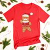 Christmas Cookie Print T-shirt Red Short Sleeve Xmas Party Clothes