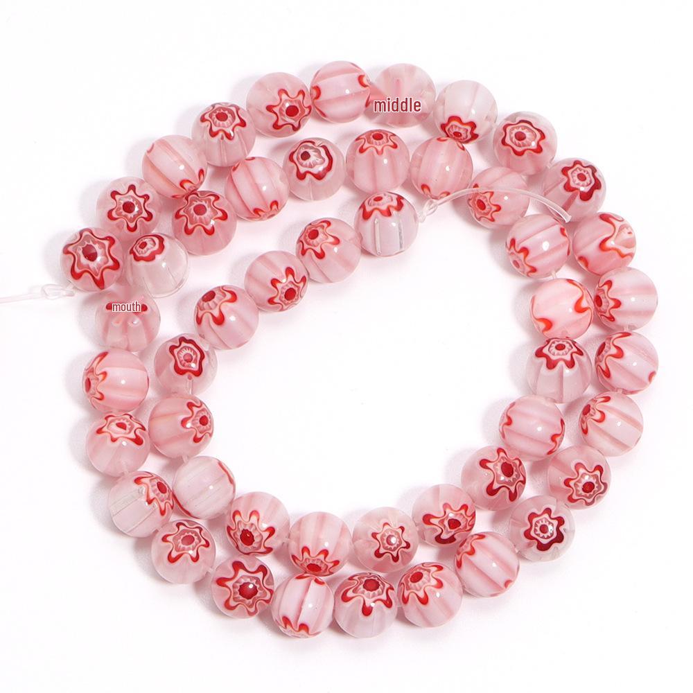 Bunte runde Lampwork-Perlen mit Millefiori-Muster für DIY-Handarmbänder